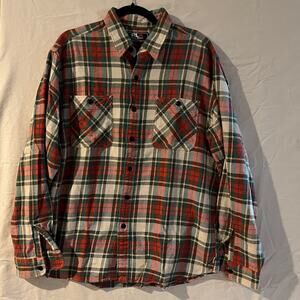 VTG 90s Polo Sport RLX Ralph Lauren Shirt Red Cream Green Plaid Button Down L